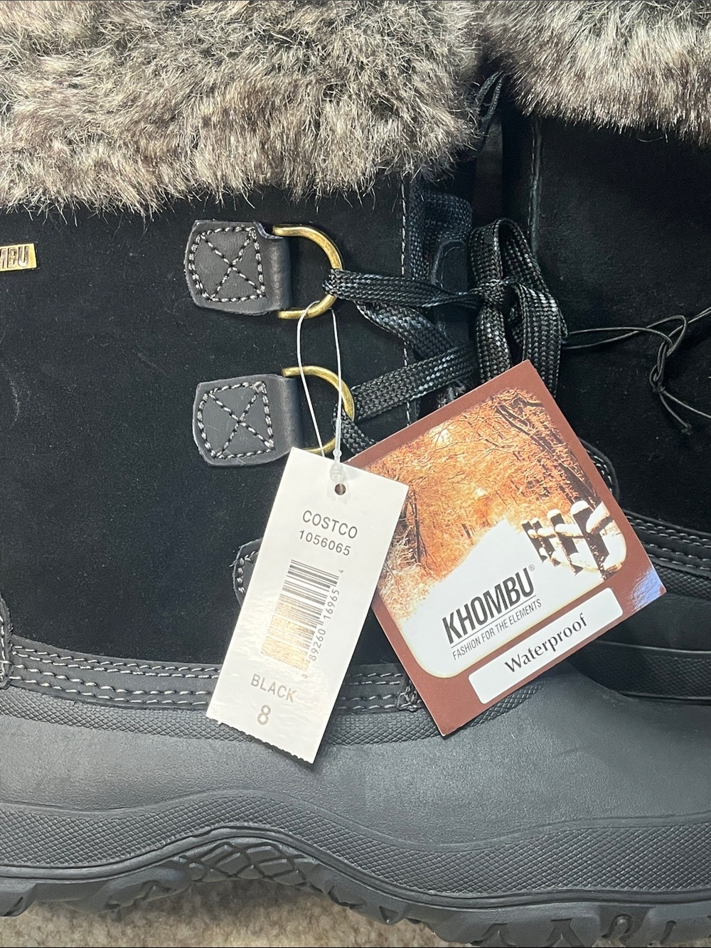 NWT Khombu Slope Waterproof Winter Snow Boots Black Faux Fur Women’s 8
